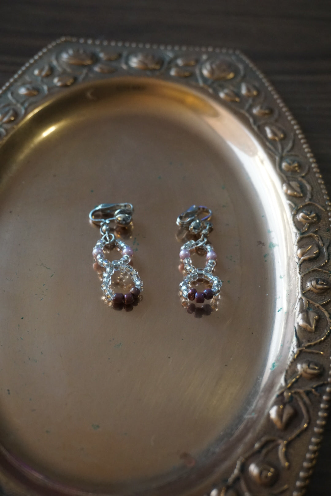 Beaded Dangle Earrings with Silver Accents