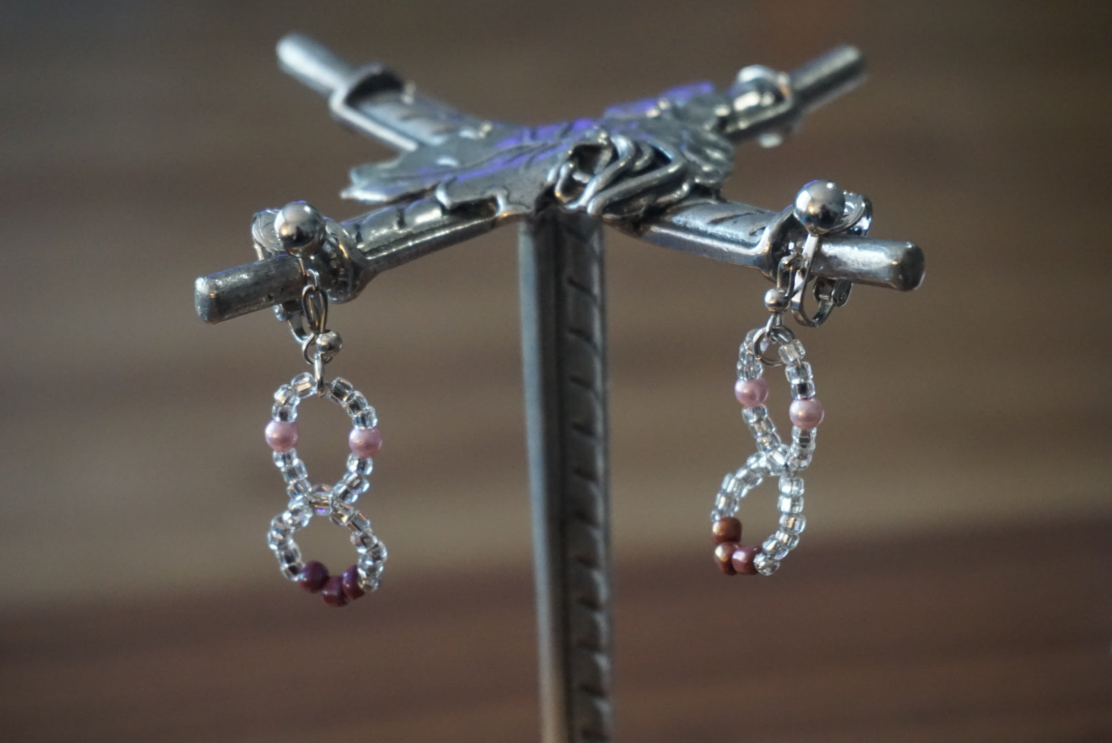 Beaded Dangle Earrings with Silver Accents