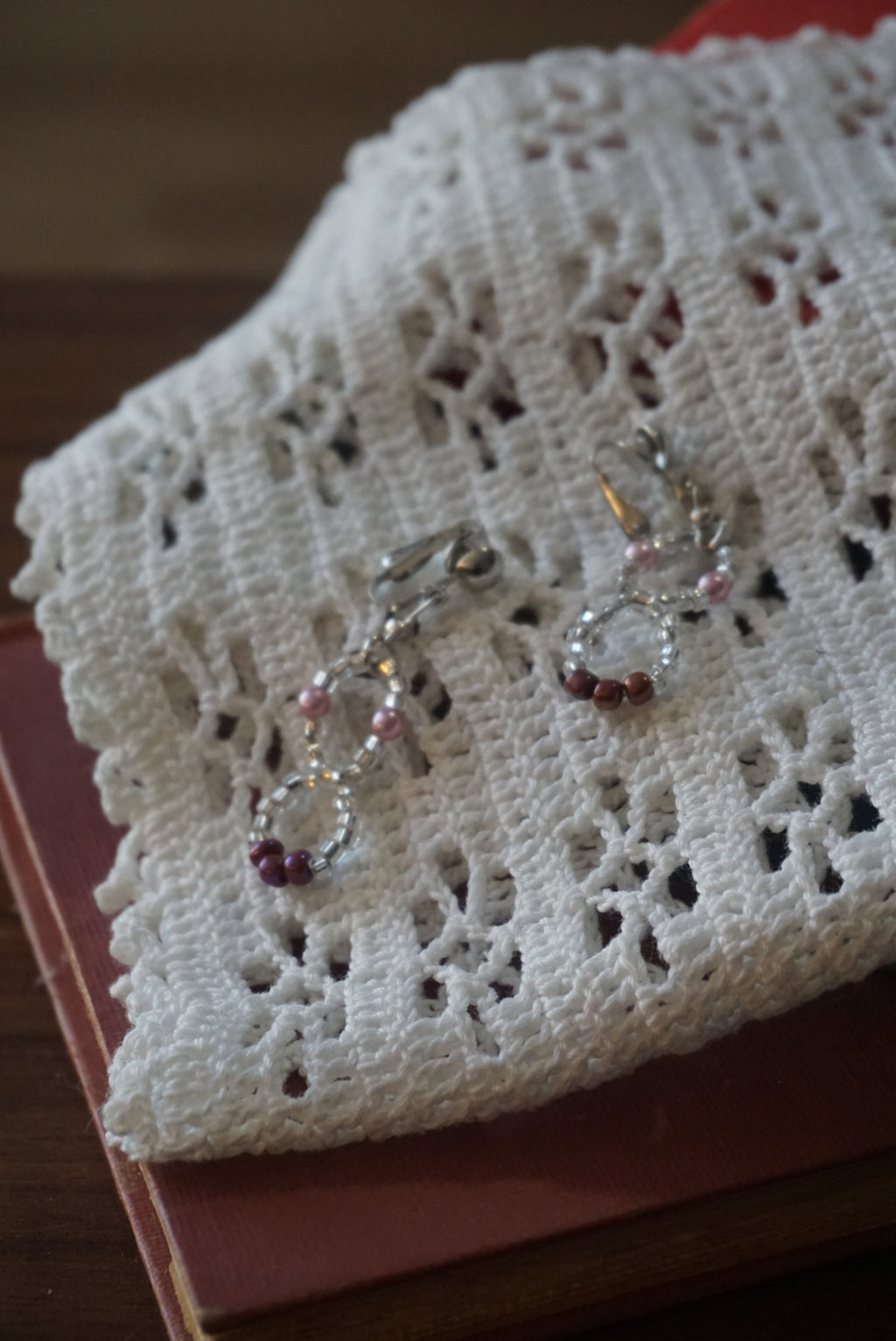 Beaded Dangle Earrings with Silver Accents