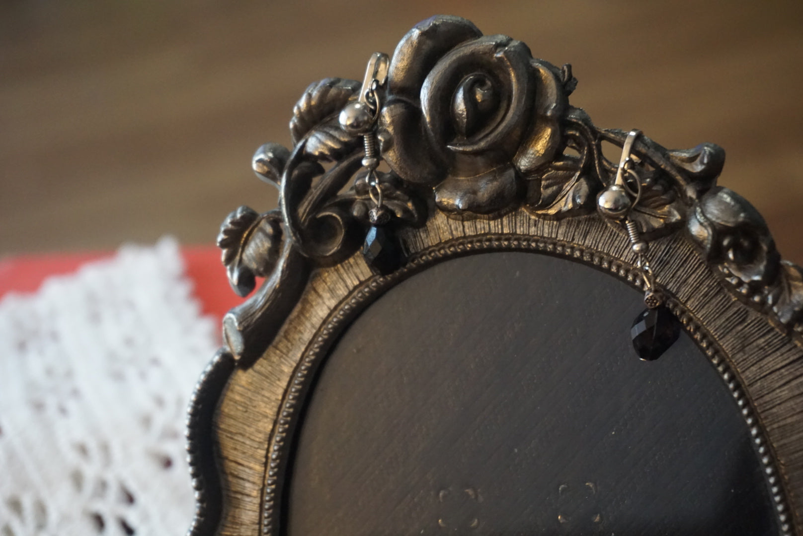 Vintage Black Beaded Clip-On Earrings