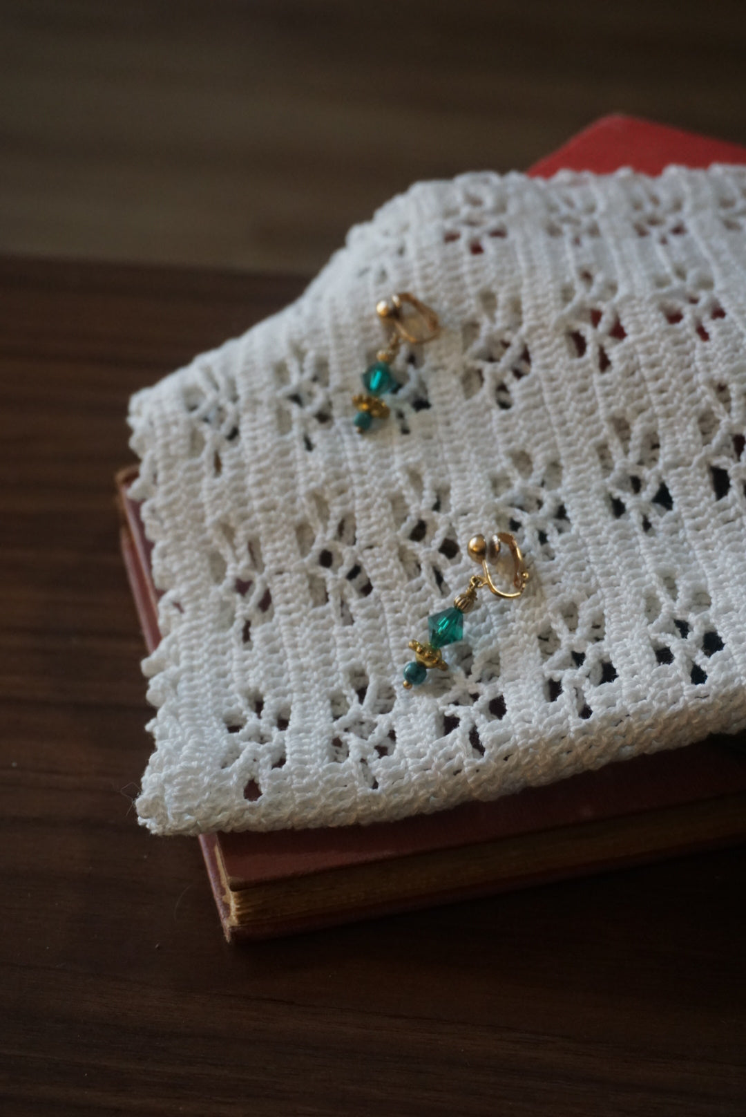 Elegant Teal Beaded Clip-On Earrings