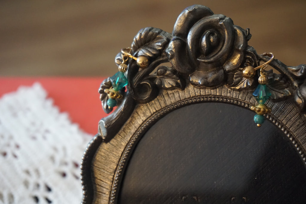 Elegant Teal Beaded Clip-On Earrings