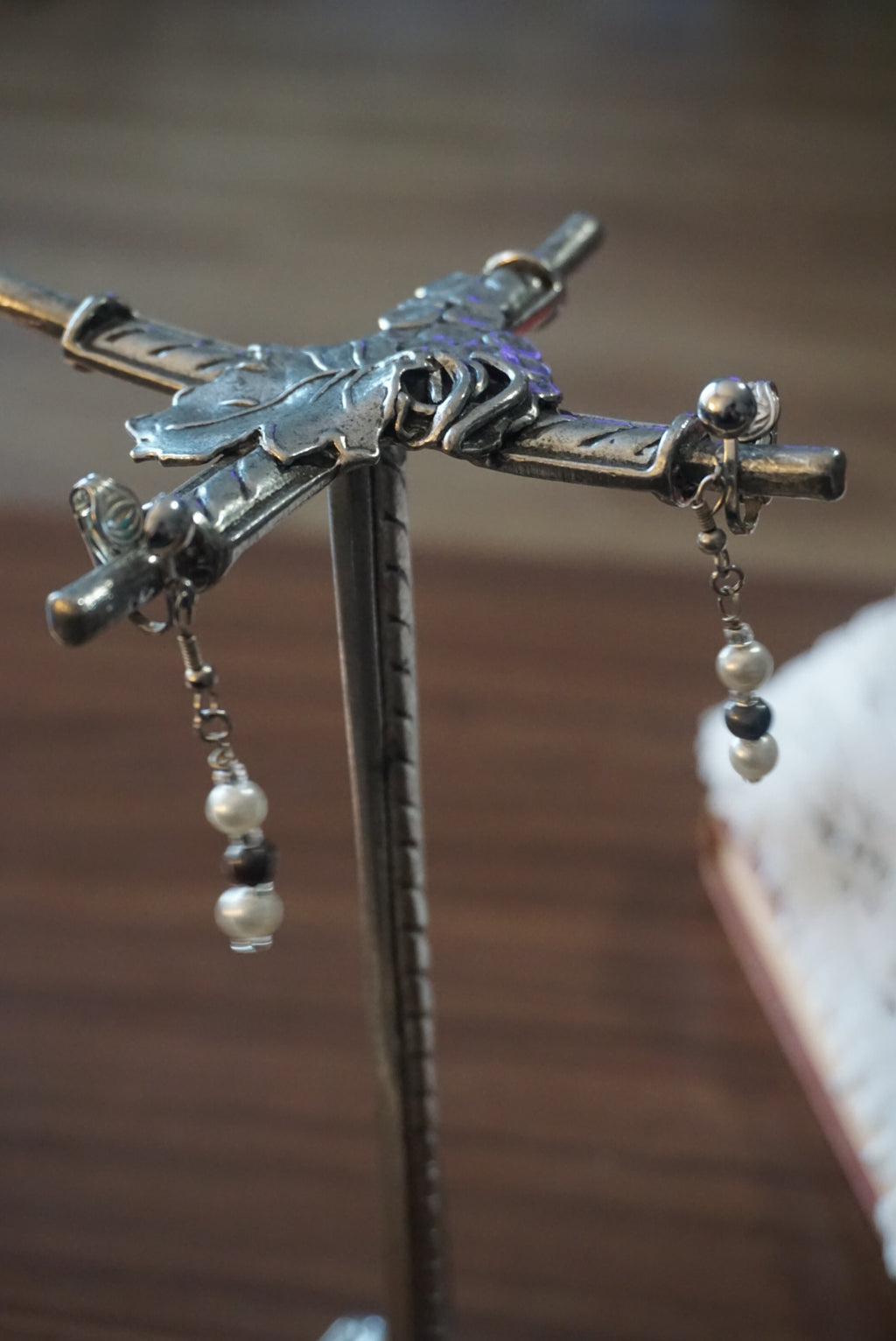 Silver and Pearl Drop Earrings