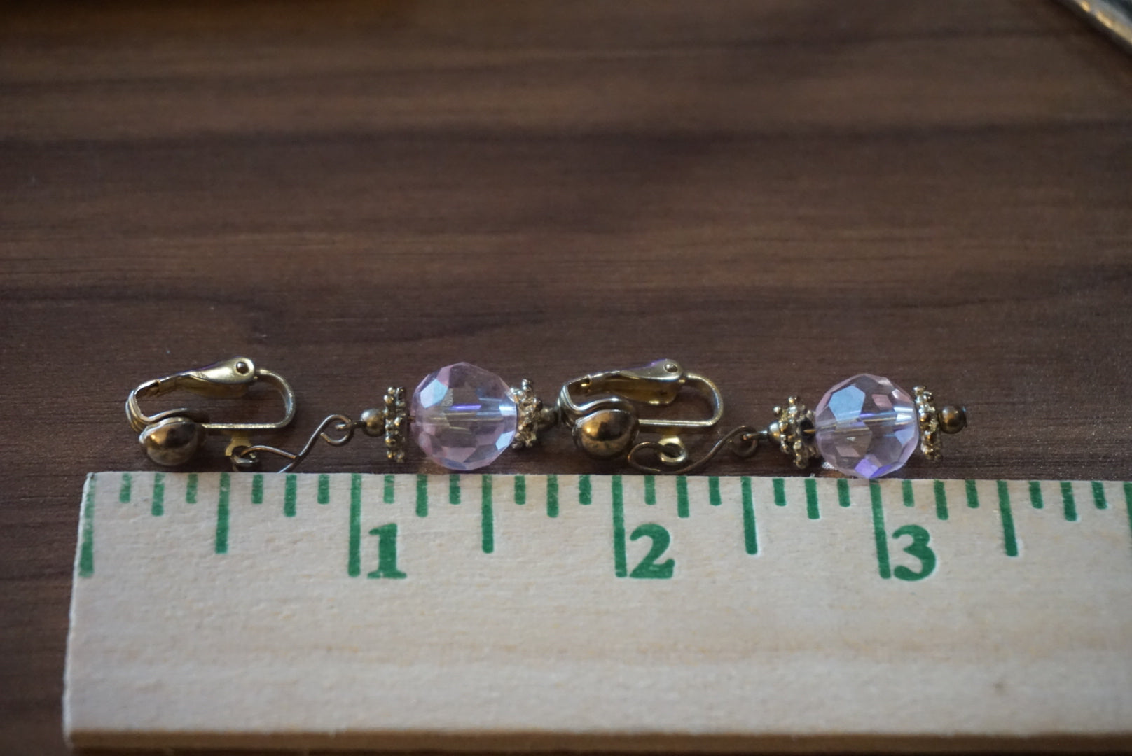 Vintage Clip-On Earrings with Pink Crystals