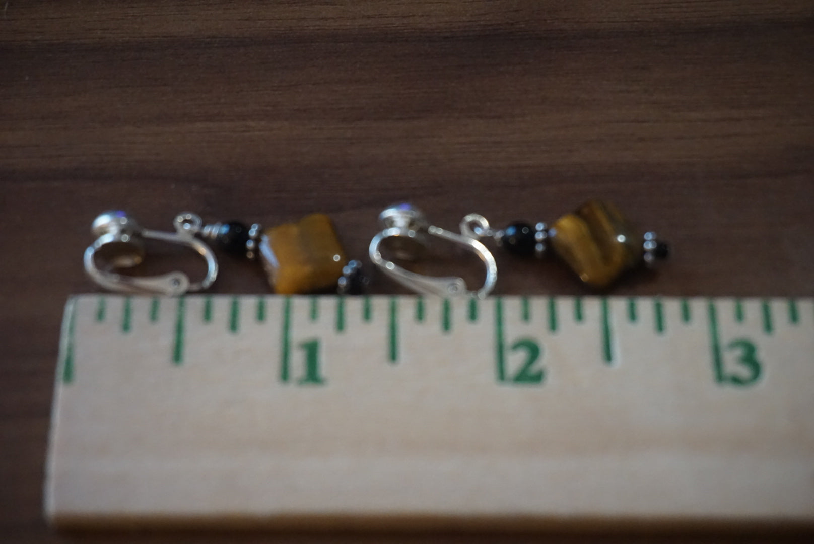 Tiger Eye and Black Bead Drop Earrings