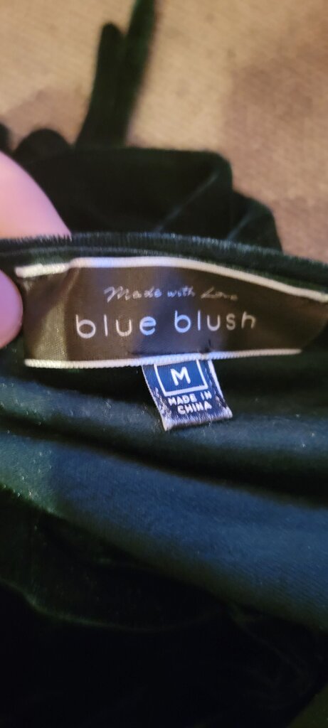 Blue Blush Green Velvet Dress