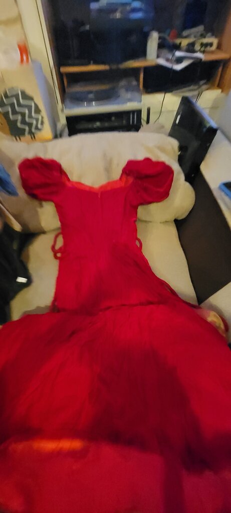 Red Dress with Puff Sleeves