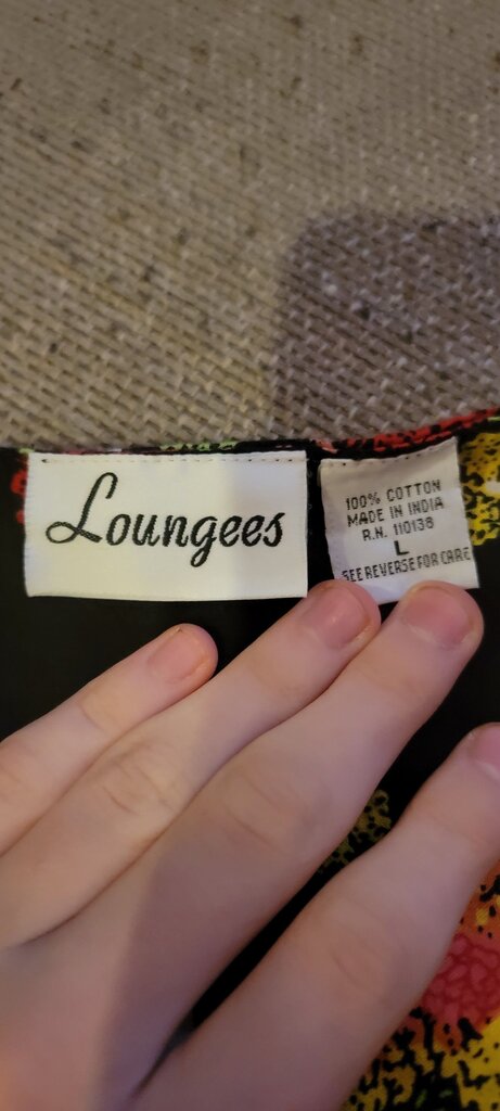 Loungees Floral Embroidered Black Cotton Dress