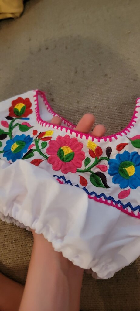 Embroidered White Blouse with Colorful Floral Design