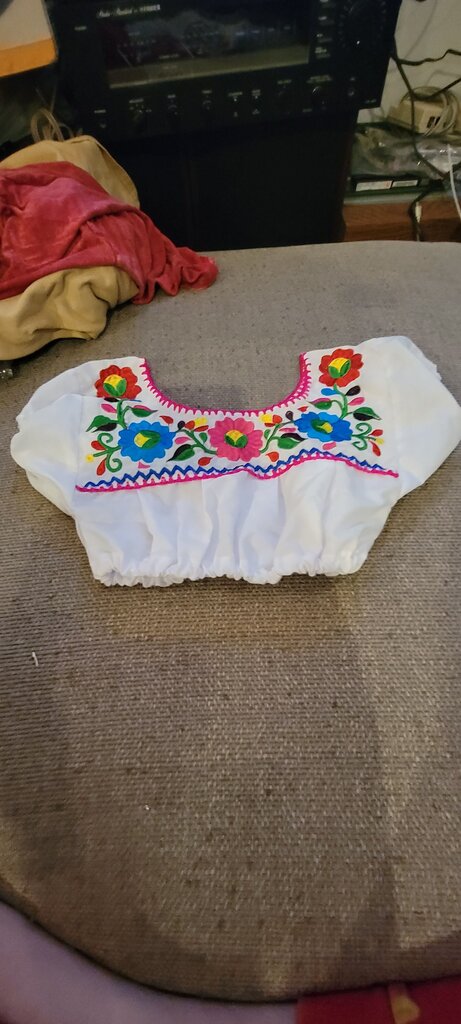 Embroidered White Blouse with Colorful Floral Design