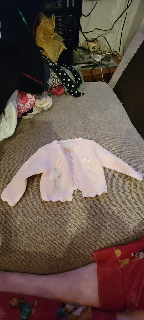 Baby Pink Knitted Sweater with Floral Embroidery