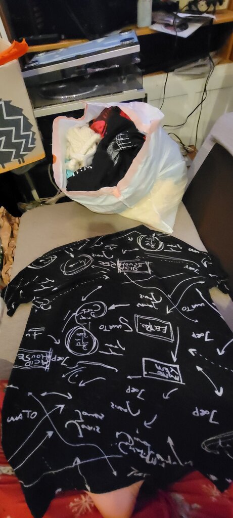 Black Graphic Tee with Scientific Designs