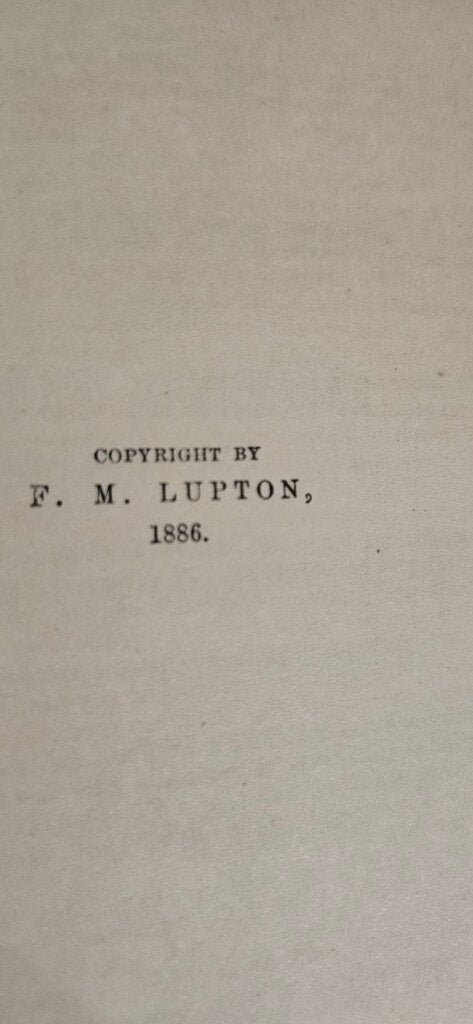 Vintage Book by F. M. Lupton 1886