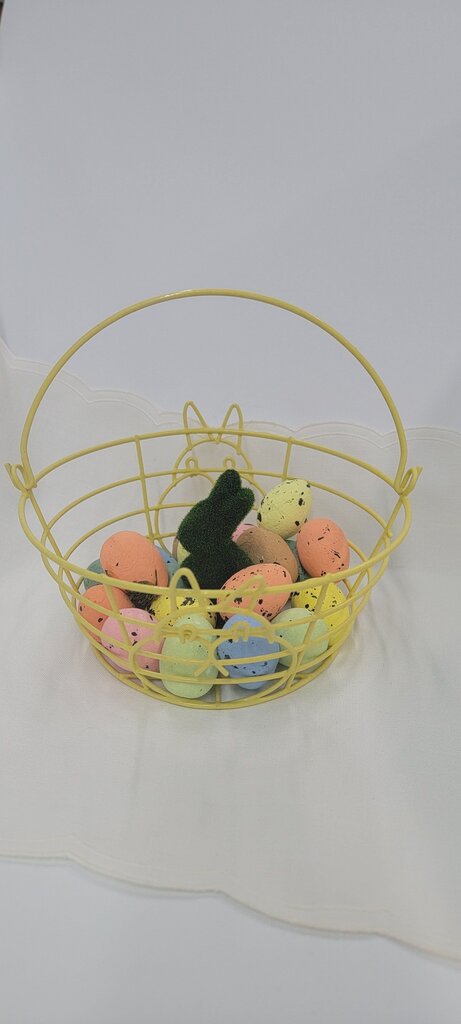 vintage metal Yellow Wire Basket