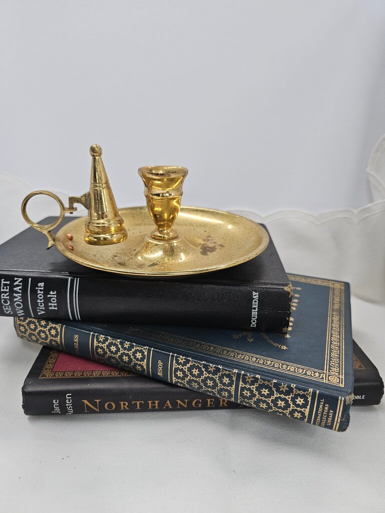 Vintage Brass Candle Holder with Tray