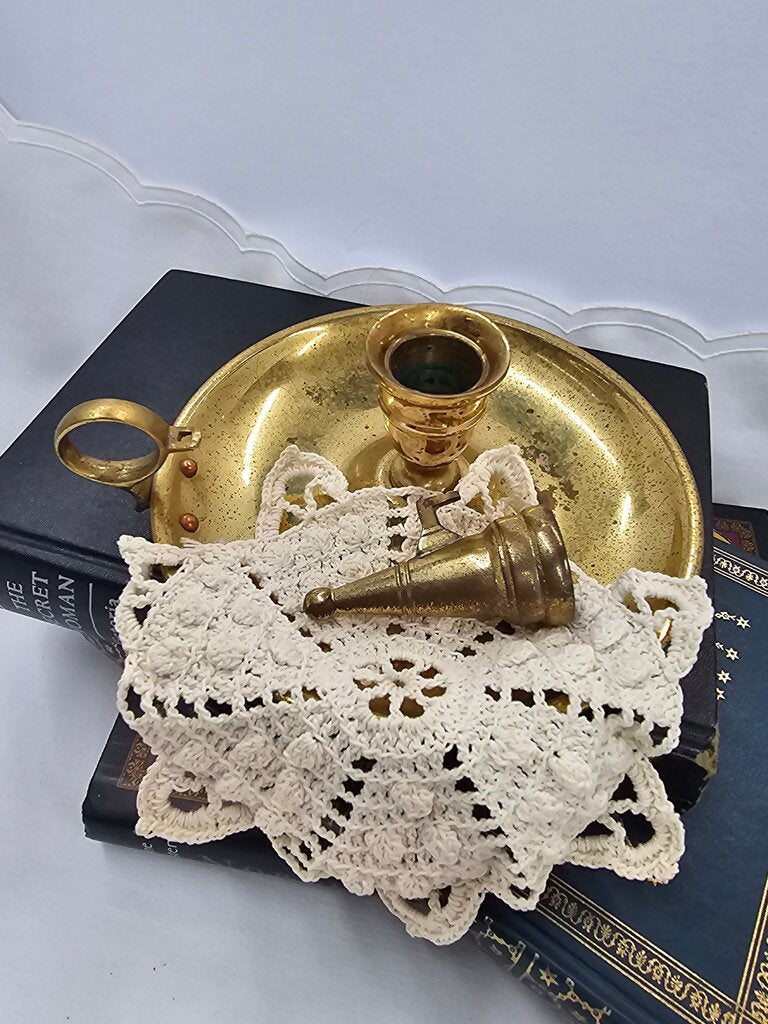 Vintage Brass Candle Holder with Tray