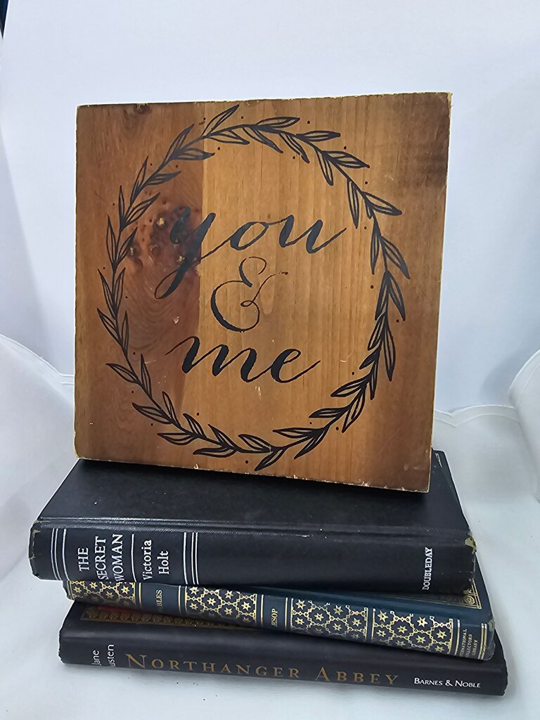 Wooden Sign with 'You & Me' Design As Is