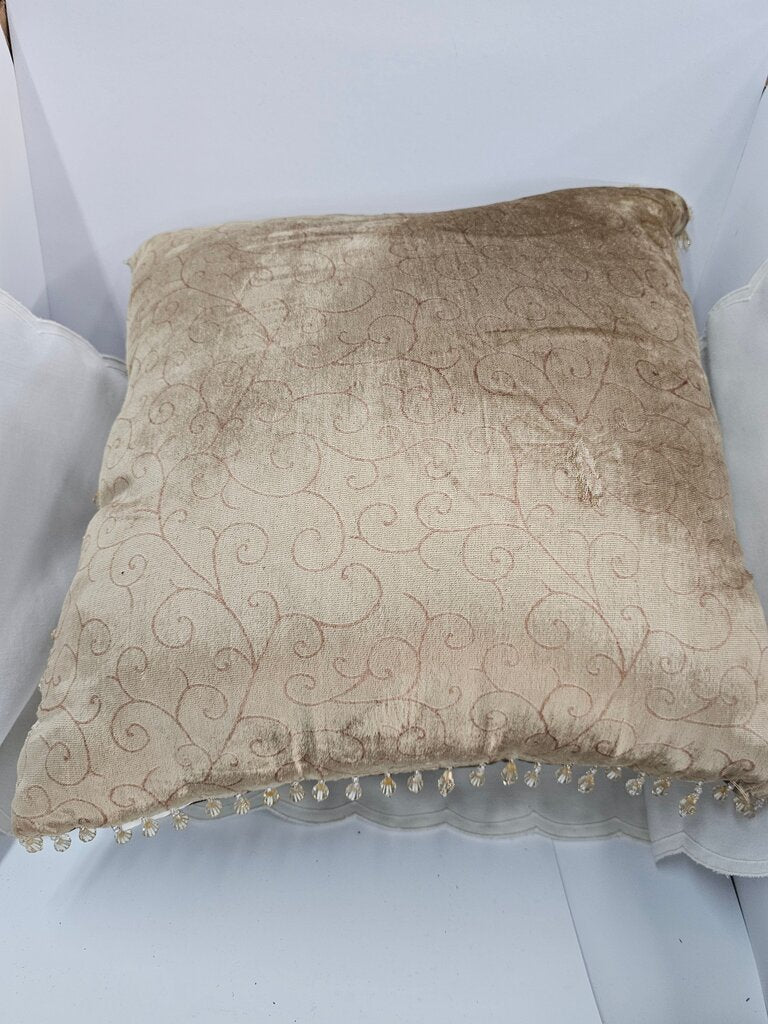 Decorative Soft Velvet Throw Pillow with Beaded Fringe
