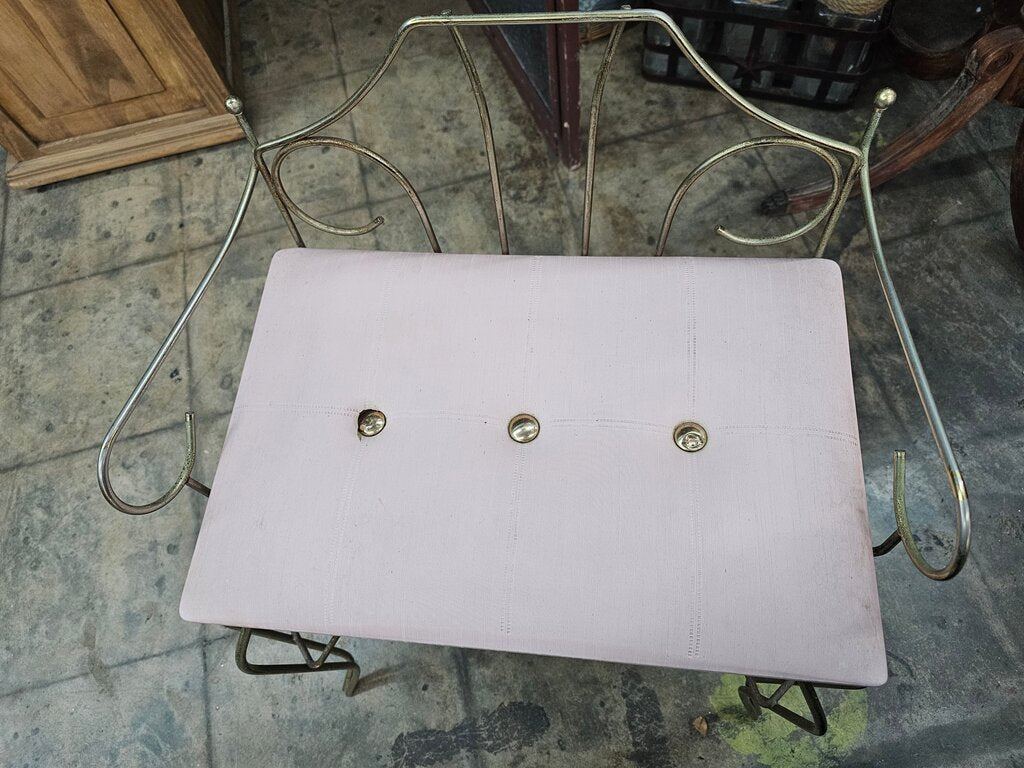 Vintage Well Preserved Mid-century Hollywood Regency Pink Upholstered Luggage Holder/Vanity Chair