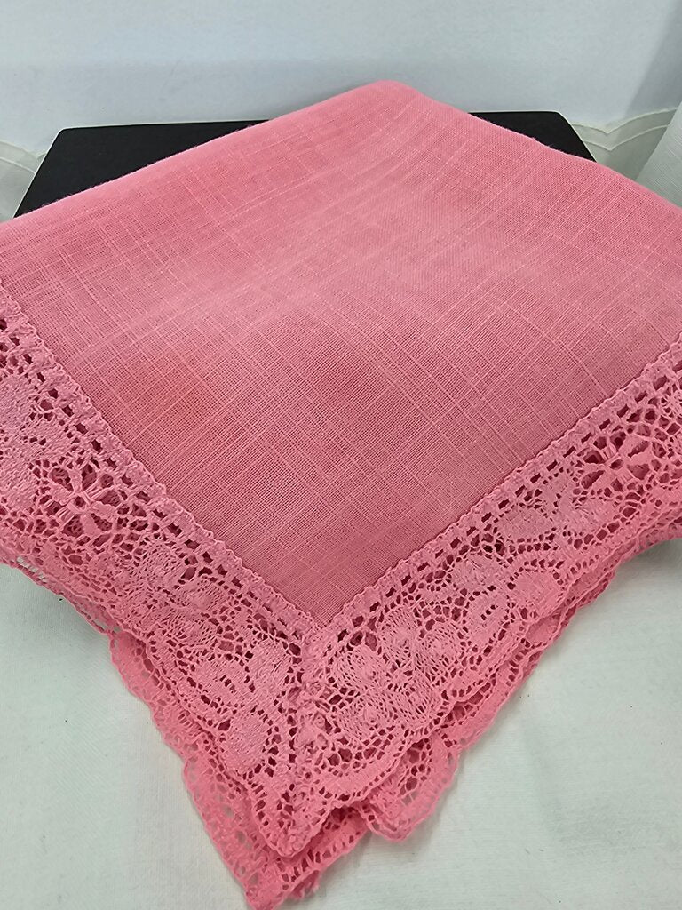 Vintage Pink Lace Handkerchief