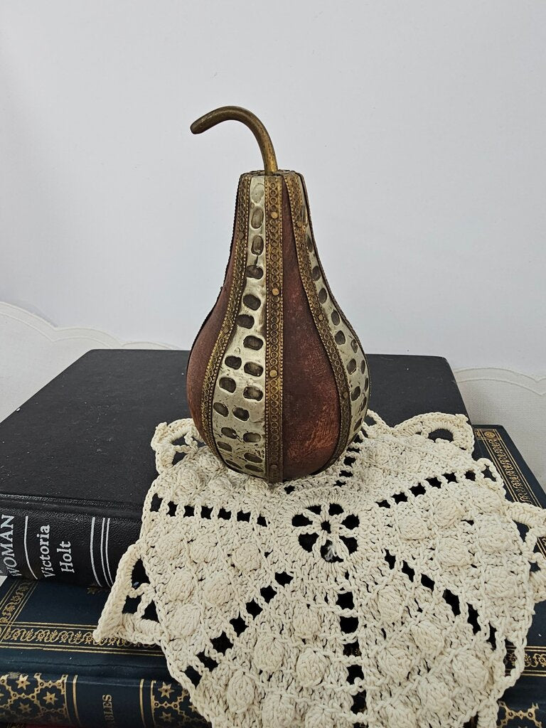 Decorative Metal and Wood Pear