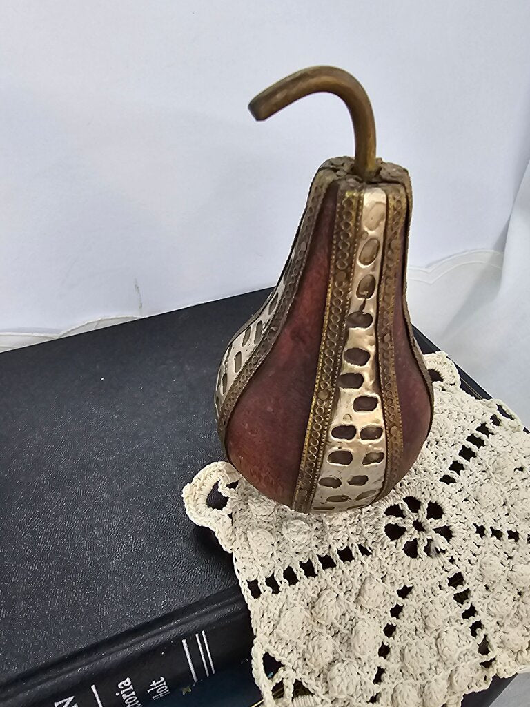Decorative Metal and Wood Pear
