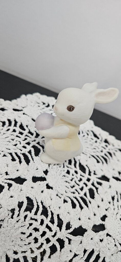 Vintage 1984 Hallmark Cute White Bunny Figurine with Egg