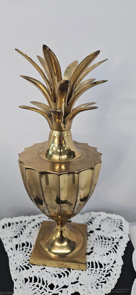 Golden Pineapple Hollywood Regency Style Pedestal Candle Holder/trinket box