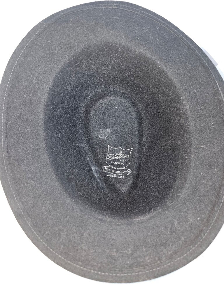 Vintage Black Wool Hat with Feather