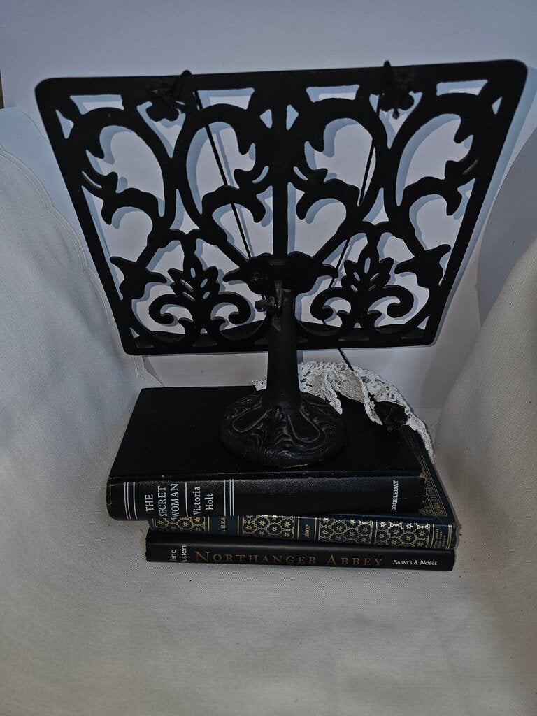 Vintage Wrought Iron Book or Cookbook/bible/book Stand with Weighted Page Holders
