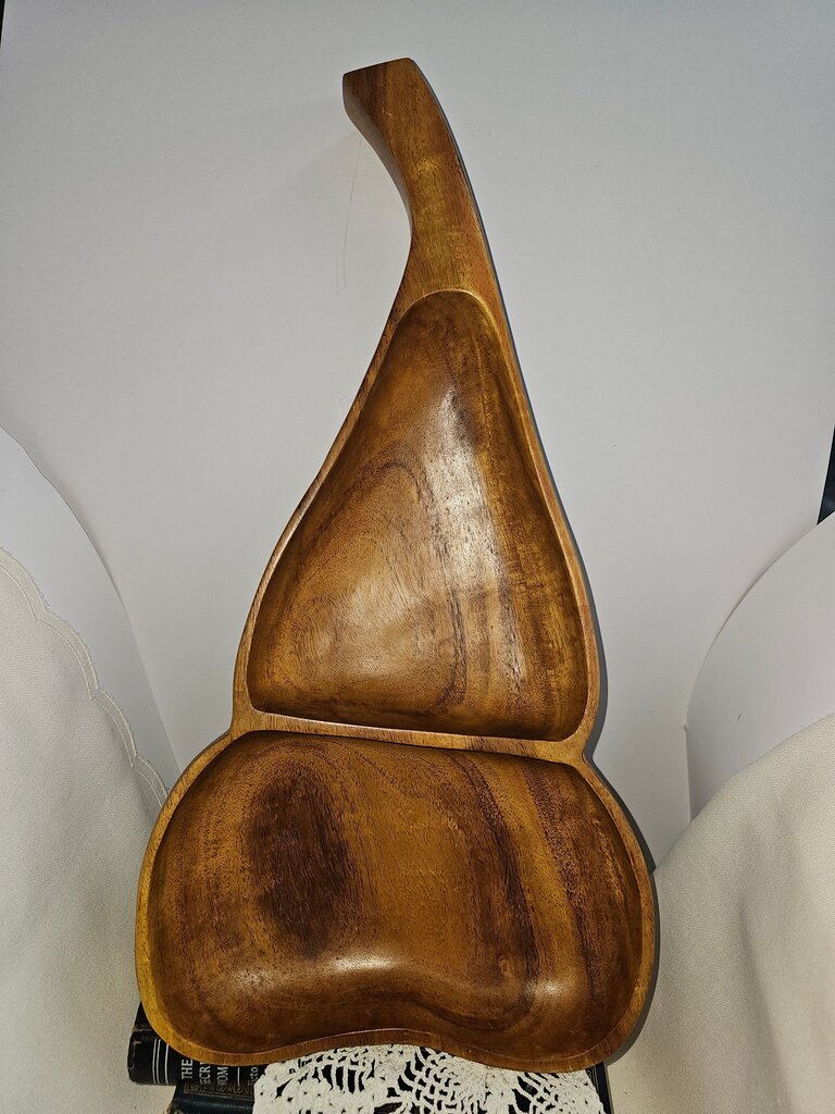 Vintage Wooden Pear shaped Serving Bowl made in Haiti by Genuine Tavernau