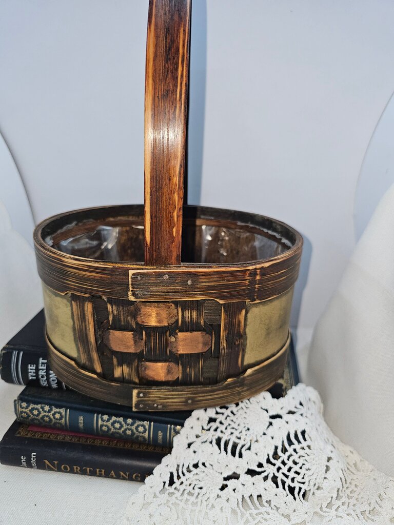 Vintage Wooden Basket with Handle