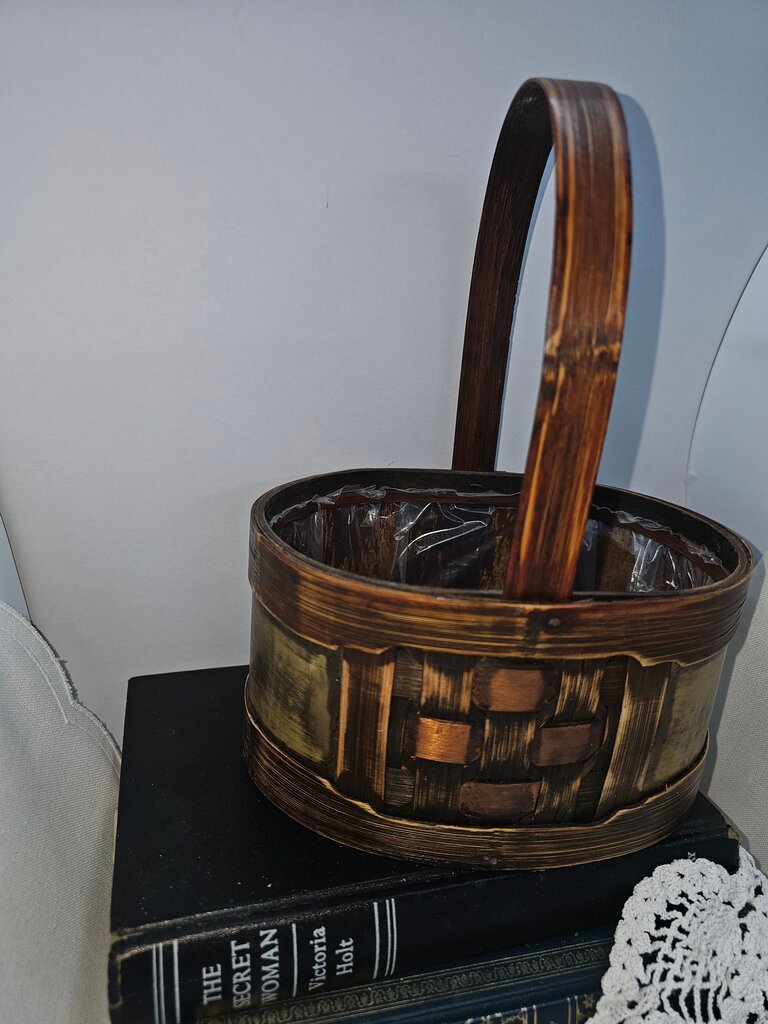 Vintage Wooden Basket with Handle