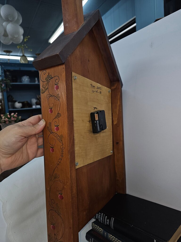 Handcrafted Wooden Clock with Amish Figures