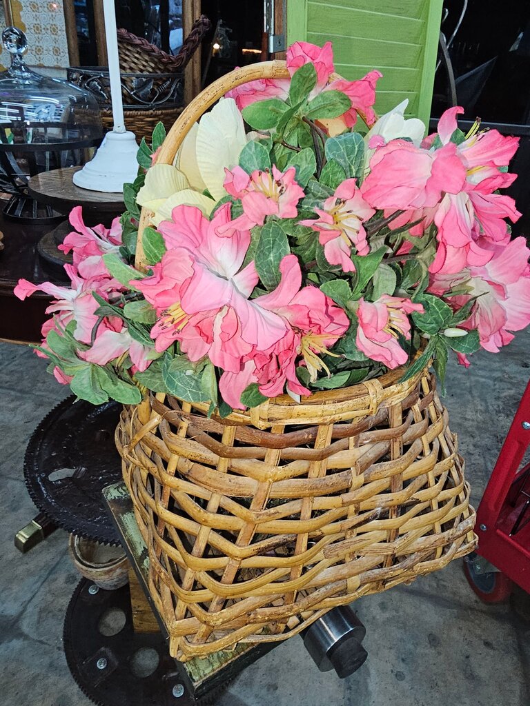 Artificial Floral Arrangement in Wicker Basket