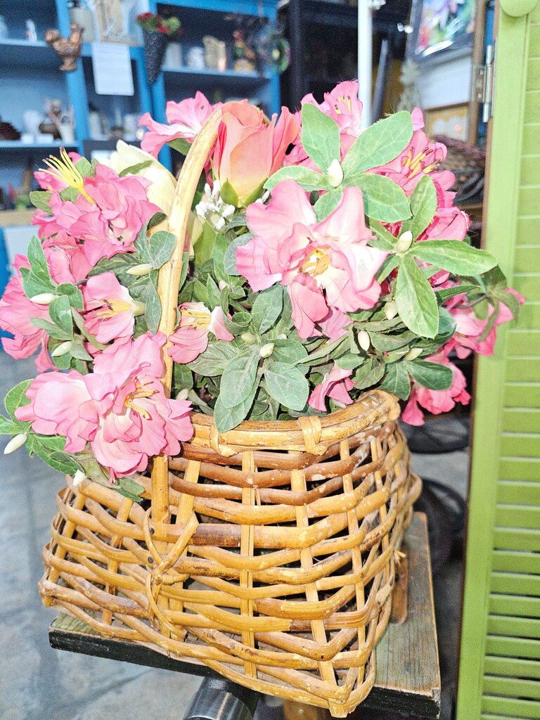 Artificial Floral Arrangement in Wicker Basket