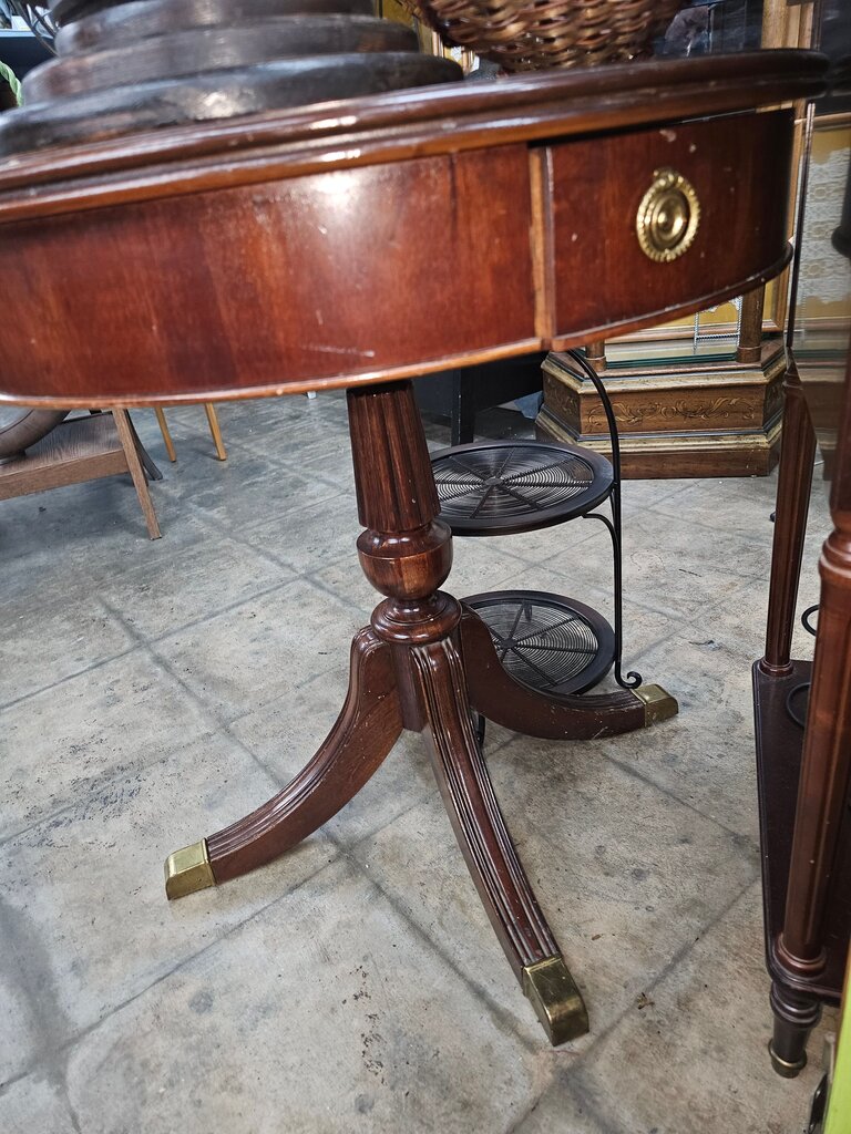Vintage Round Wooden Side Table