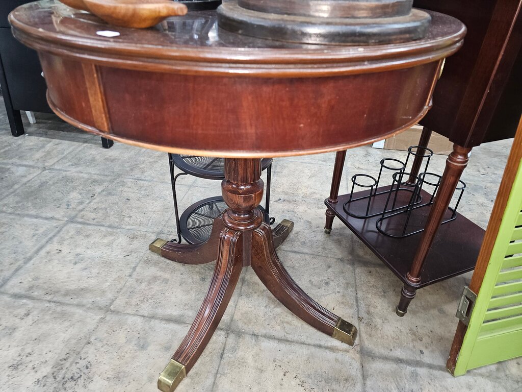 Vintage Round Wooden Side Table