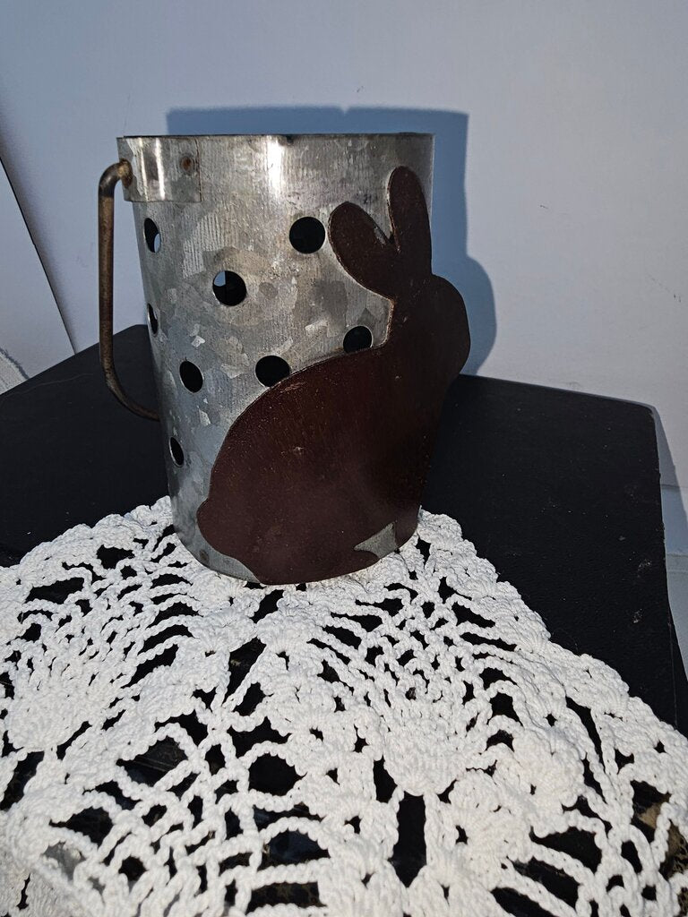 Galvanized Metal Bunny Bucket