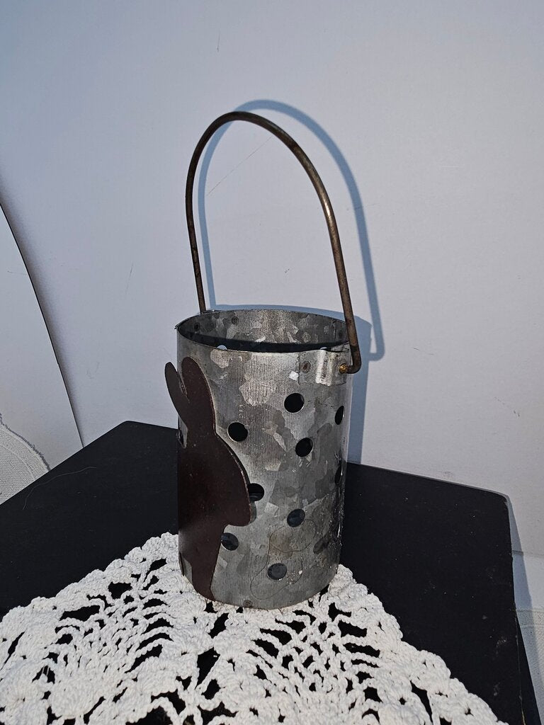 Galvanized Metal Bunny Bucket
