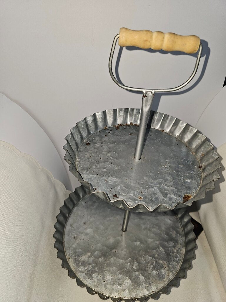 Two-Tier Galvanized Cake Stand