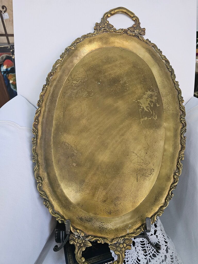 Vintage Ornate Gold Serving Tray AS IS