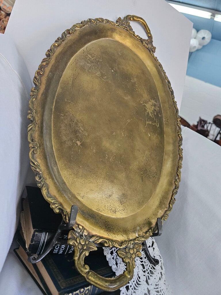 Vintage Ornate Gold Serving Tray AS IS