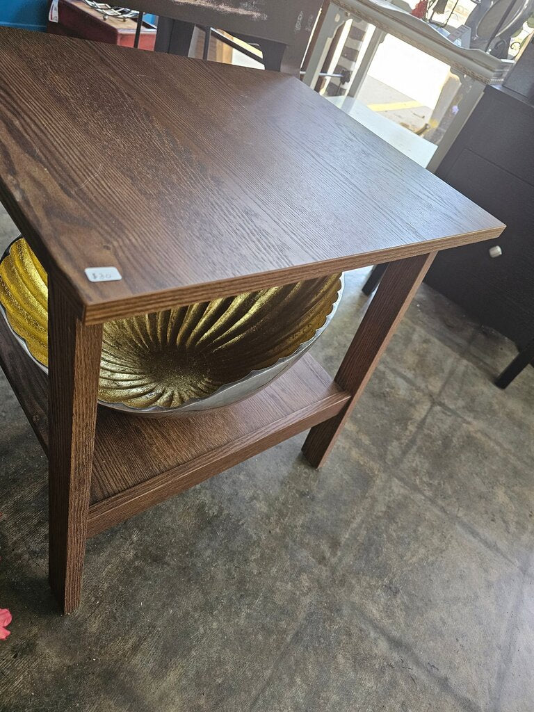 Wooden Side Table with Lower Shelf