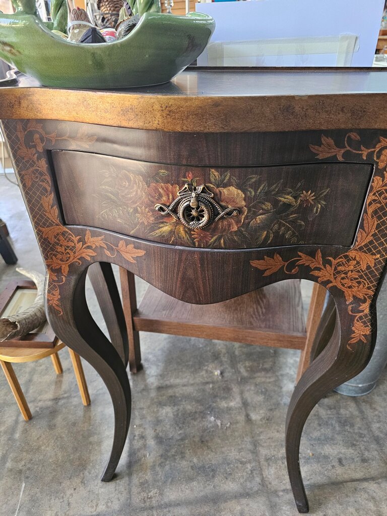Vintage Floral Drawer Table AS IS