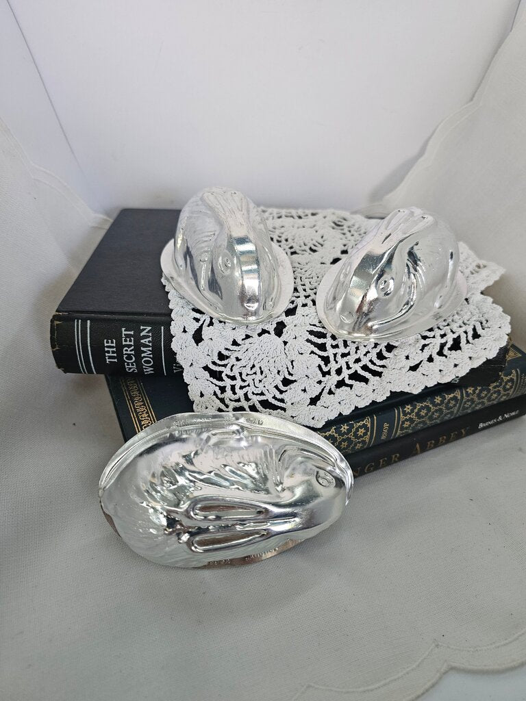 Vintage Silver Bunny Jello/Candy Molds Set