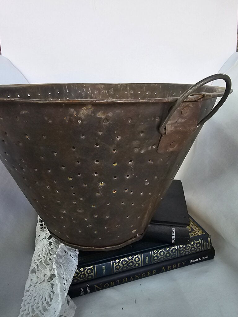 Primitive Metal Colander with Handle