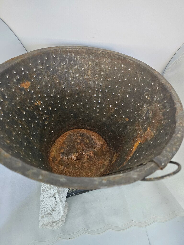 Primitive Metal Colander with Handle
