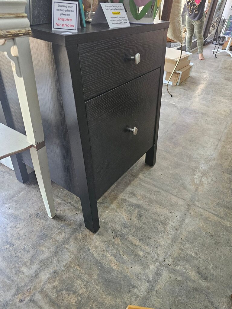 Modern Black Nightstand with Two Drawers