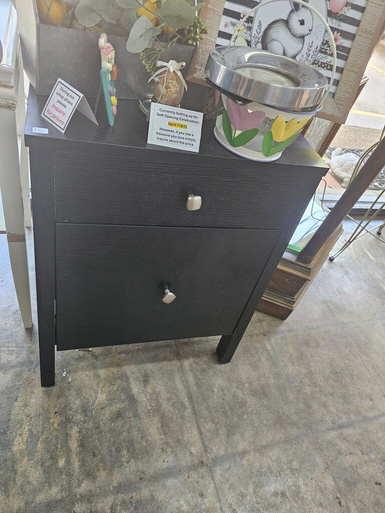 Modern Black Nightstand with Two Drawers
